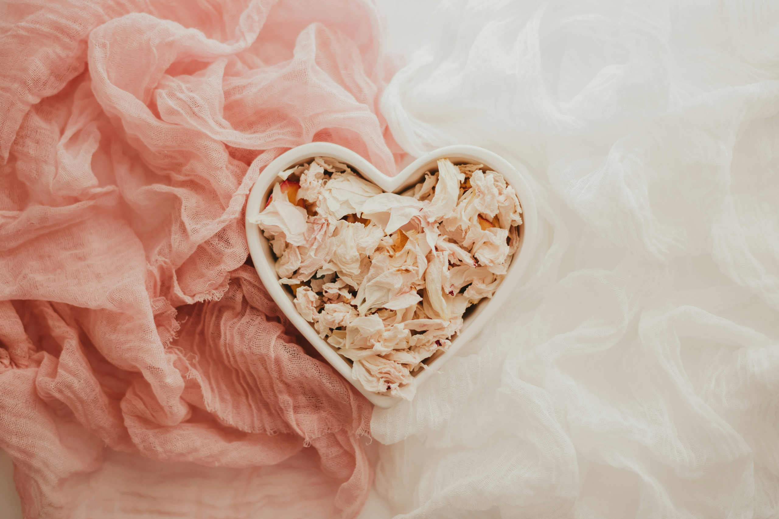 heart of leaves next to pink ribbon